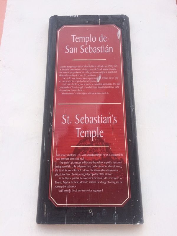 St. Sebastian's Temple Marker image. Click for full size.