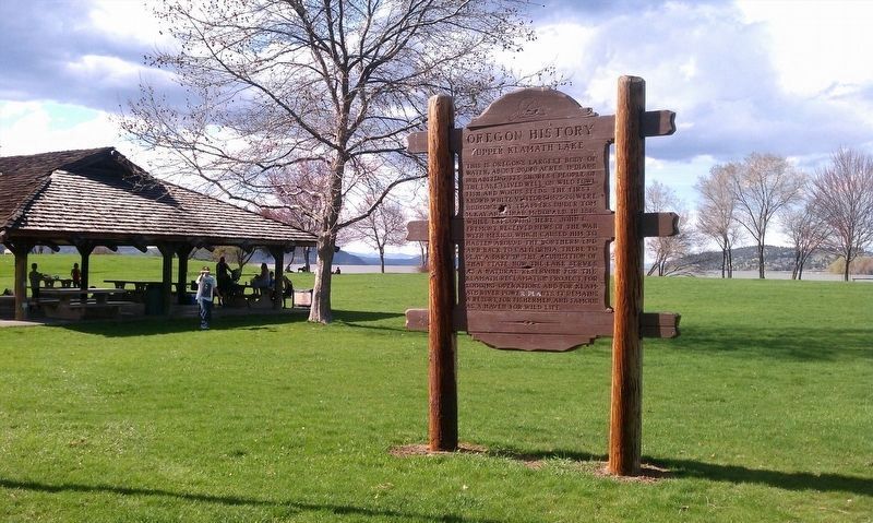 Oregon History - Upper Klamath Lake Marker image. Click for full size.