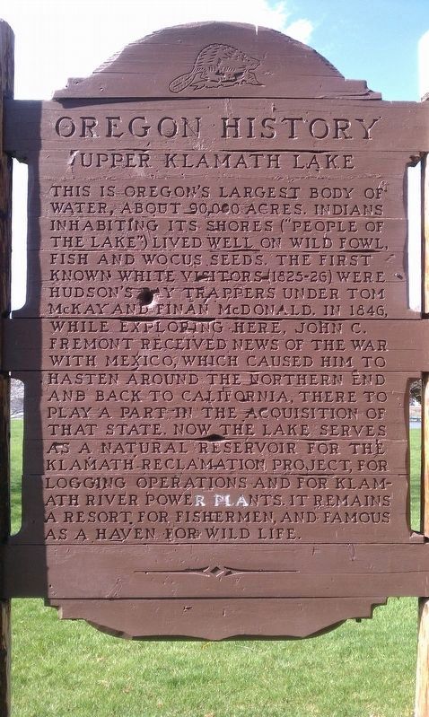 Oregon History - Upper Klamath Lake Marker image. Click for full size.