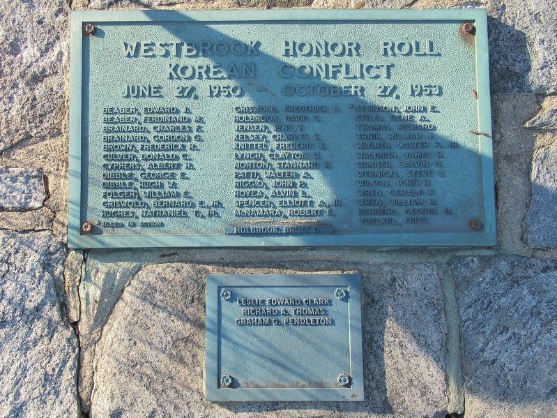 Westbrook Honor Roll Korean Conflict Marker image. Click for full size.