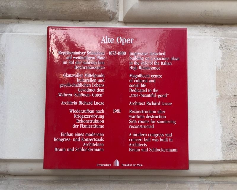 Alte Oper / The Old Opera House Marker image. Click for full size.