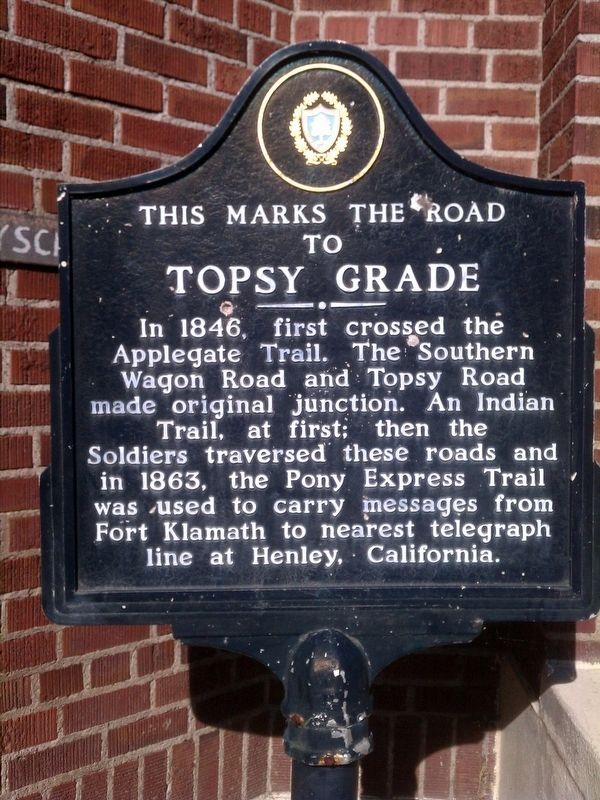 This Marks the Road to Topsy Grade Marker image. Click for full size.