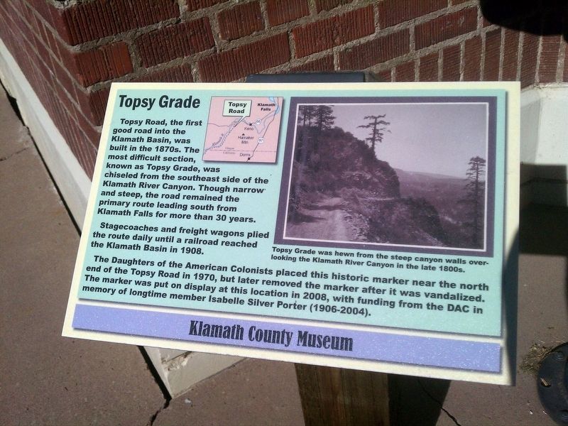 This Marks the Road to Topsy Grade Marker image. Click for full size.