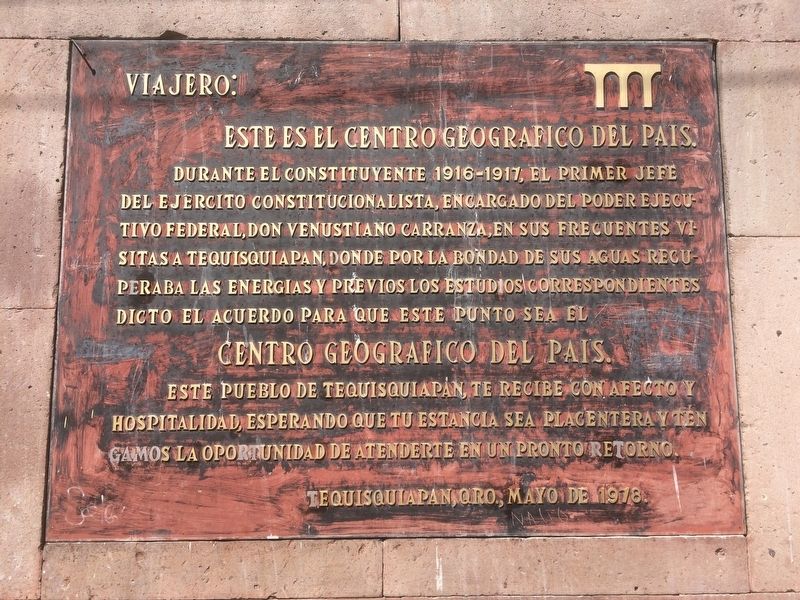 The Geographical Center of Mexico Marker image. Click for full size.