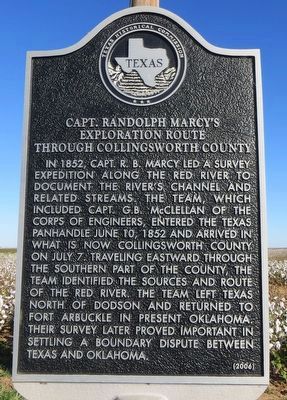 Capt. Randolph Marcy's Exploration Route through Collingsworth County Marker image. Click for full size.