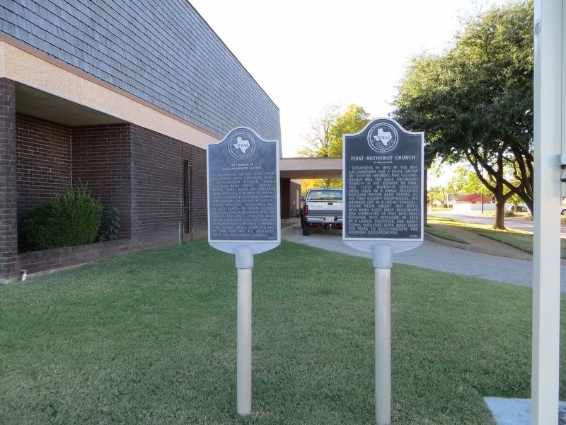 First Methodist Church of Wellington Marker <i>is on the right</i>. Click for full size. First Methodist Church of Wellington Marker <i>is on the right</i> image. Click for full size.