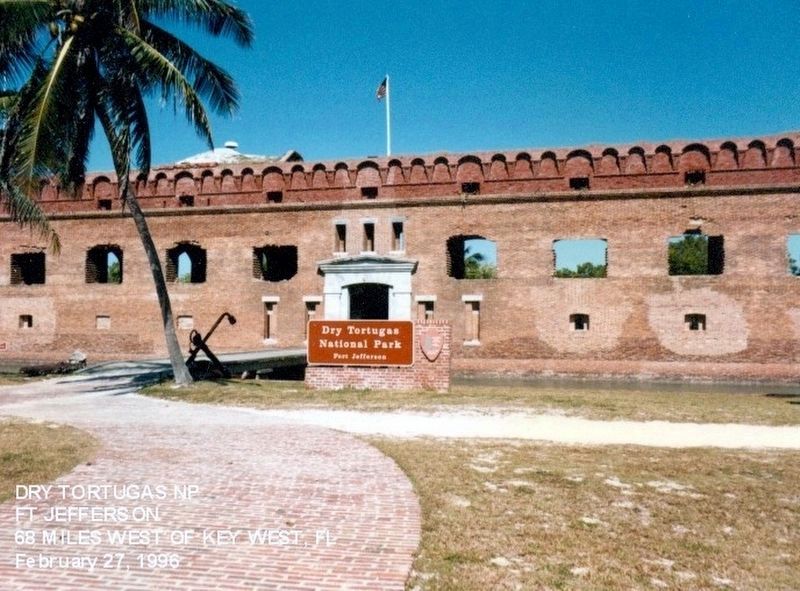 Sign at the entrance to Dry Tortugas National Park-Fort Jefferson. Click for full size. Sign at the entrance to Dry Tortugas National Park-Fort Jefferson image. Click for full size.