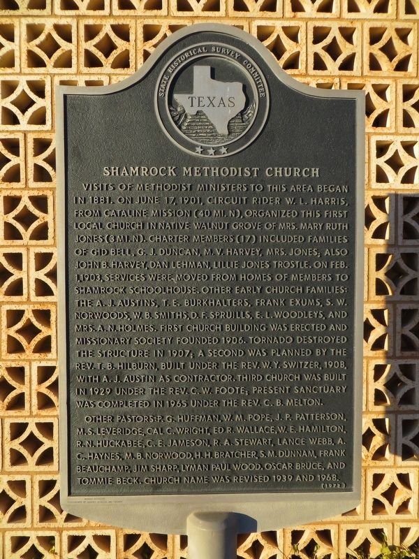 Shamrock Methodist Church Marker image. Click for full size.