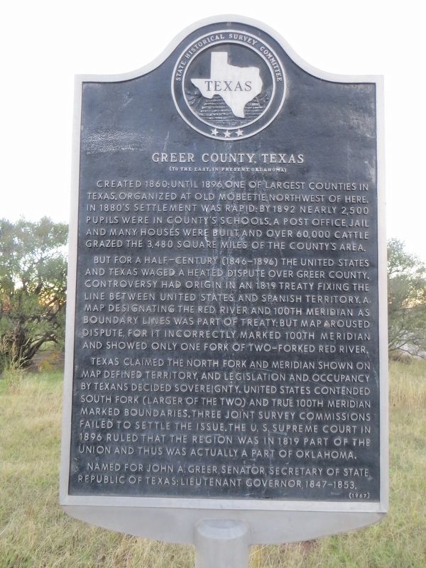 Greer County, Texas Marker image. Click for full size.