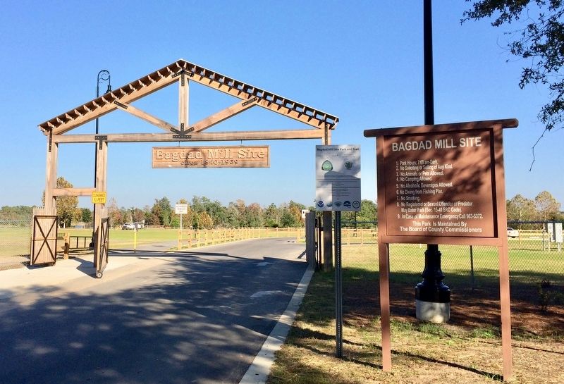 Entrance gate to the Bagdad Mill Site park.. Click for full size. Entrance gate to the Bagdad Mill Site park. image. Click for full size.