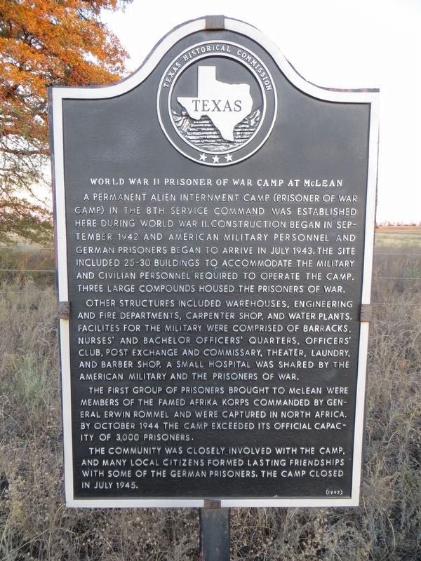 World War II Prisoner of War Camp at McLean Marker. Click for full size. World War II Prisoner of War Camp at McLean Marker image. Click for full size.