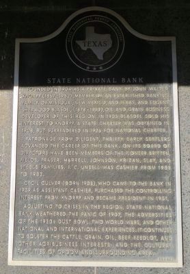State National Bank Marker. Click for full size. State National Bank Marker image. Click for full size.