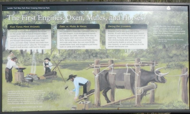 The First Engines: Oxen, Mules, and Horses Marker image. Click for full size.