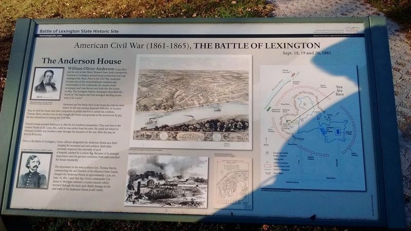 The Battle of Lexington Marker - The Anderson House image. Click for full size.