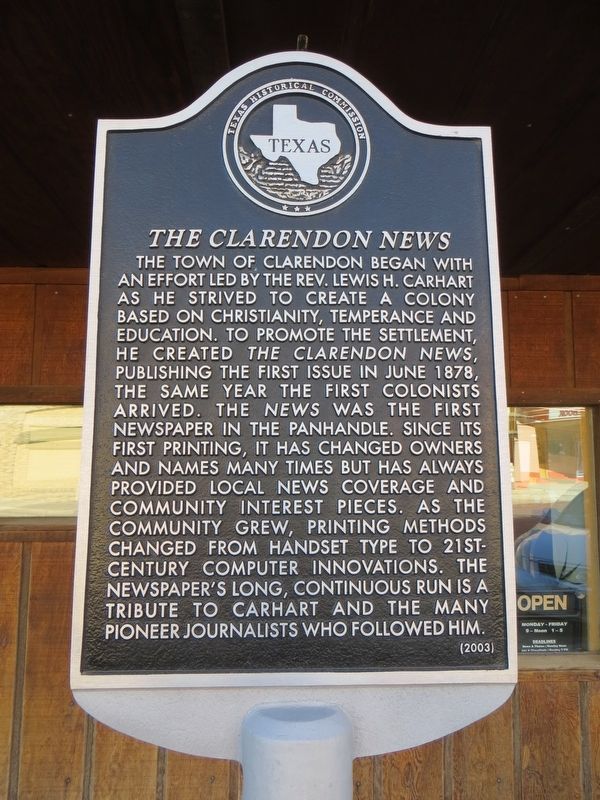 The Clarendon News Marker image. Click for full size.