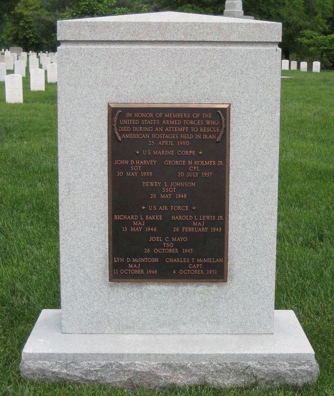 Operation Eagle Claw Memorial Cenotaph in Arlington National Cemetery. image. Click for more information.