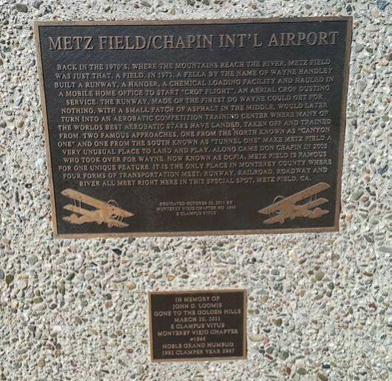 Metz Field/ Chapin Int'l Airport Marker. Click for full size. Metz Field/ Chapin Int'l Airport Marker image. Click for full size.