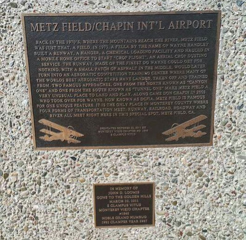 Metz Field/ Chapin Int'l Airport Marker image. Click for full size.