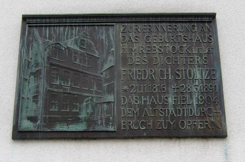 Friedrich Stoltze Geburtshaus / Birthplace Marker image. Click for full size.