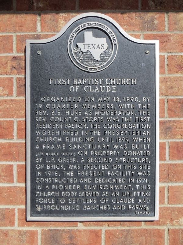 First Baptist Church of Claude Marker image. Click for full size.