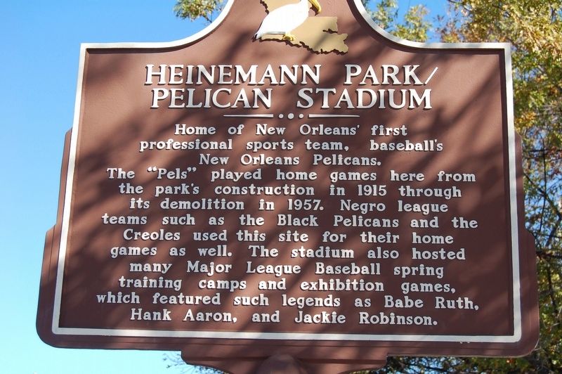 Heineman Park/Pelican Stadium Marker. Click for full size. Heineman Park/Pelican Stadium Marker image. Click for full size.