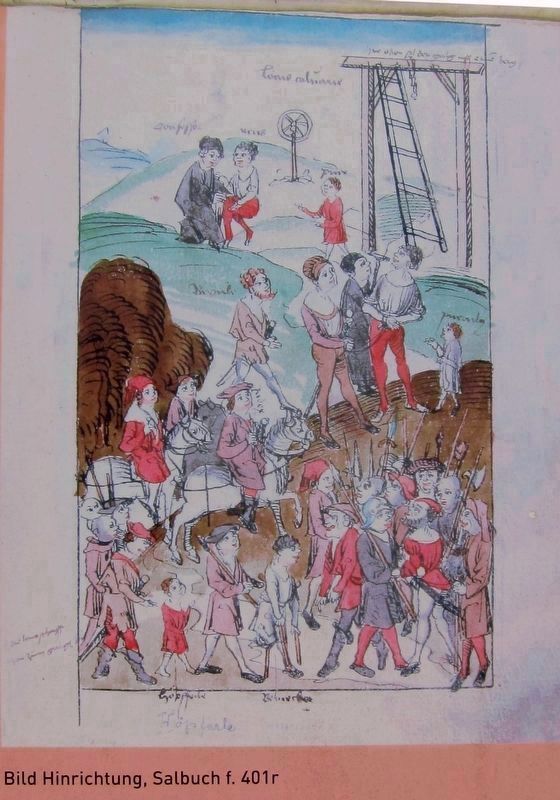 Inset Illustration on Marker Showing Execution on the Galgenberg. Click for full size. Inset Illustration on Marker Showing Execution on the Galgenberg image. Click for full size.