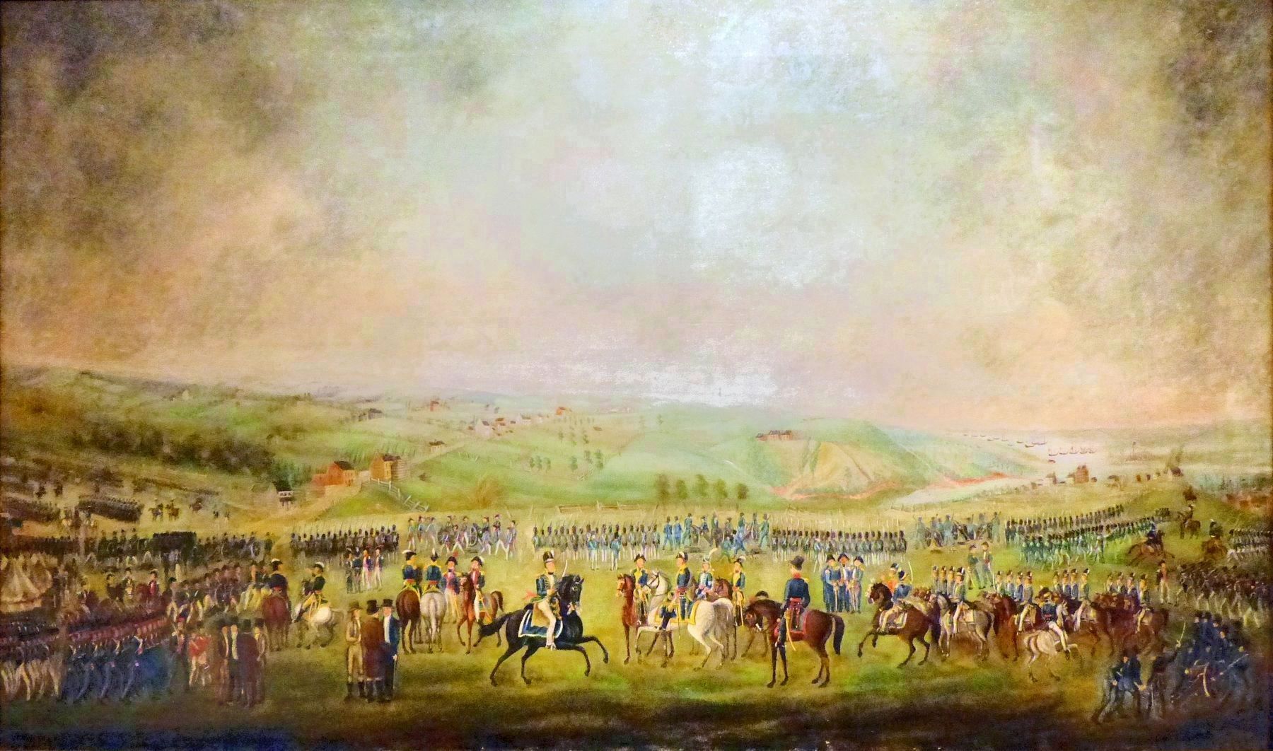 Assembling of the Troops or the Defense of Baltimore<br> By Thomas Ruckle, 1814 image. Click for full size.