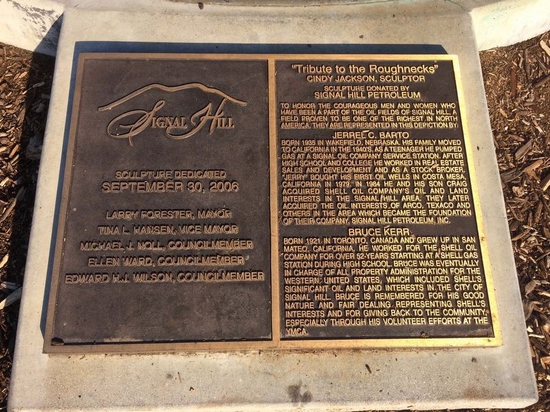 “Tribute to the Roughnecks” Marker. Click for full size. “Tribute to the Roughnecks” Marker image. Click for full size.