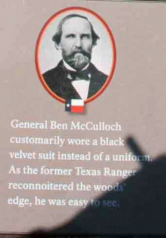 Photo of General Ben McCulloch on the "A Crisis in Command" Marker image. Click for full size.