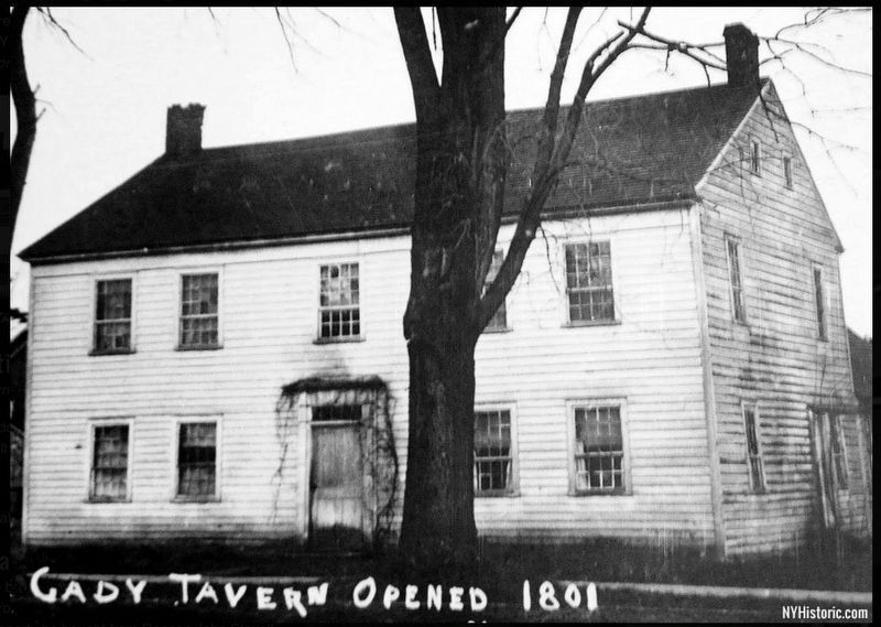 In 1801 Zadoc Cady built a log tavern here. image. Click for full size.