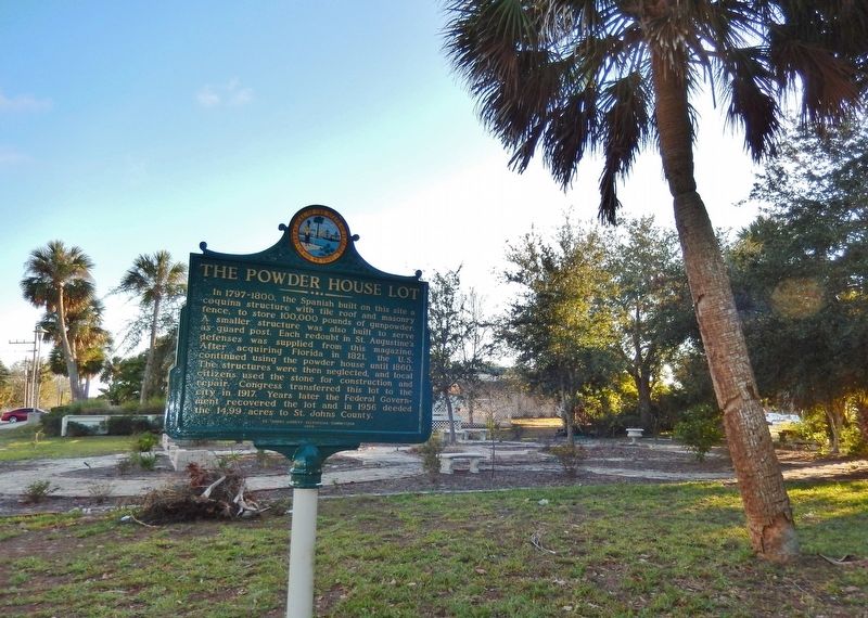 The Powder House Lot Marker (<b><i>wide view</b></i>) image. Click for full size.