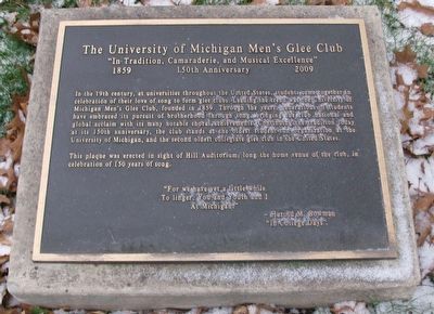 The University of Michigan Men's Glee Club Marker. Click for full size. The University of Michigan Men's Glee Club Marker image. Click for full size.