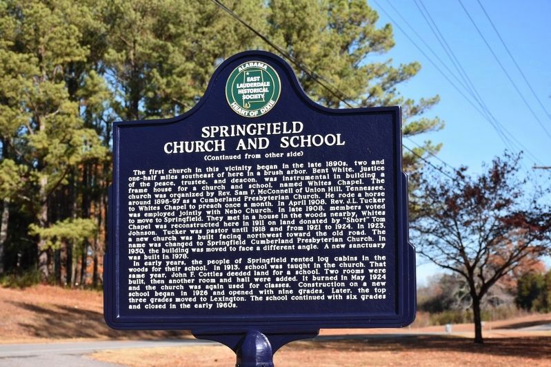 Springfield Church and School Marker. Click for full size. Springfield Church and School Marker image. Click for full size.