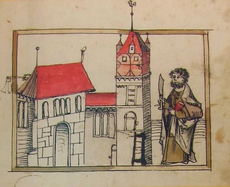 Pfarrkirche St. Bartholomus / St. Bartholomew's Parish Church Marker - Inset Illustration image. Click for full size.