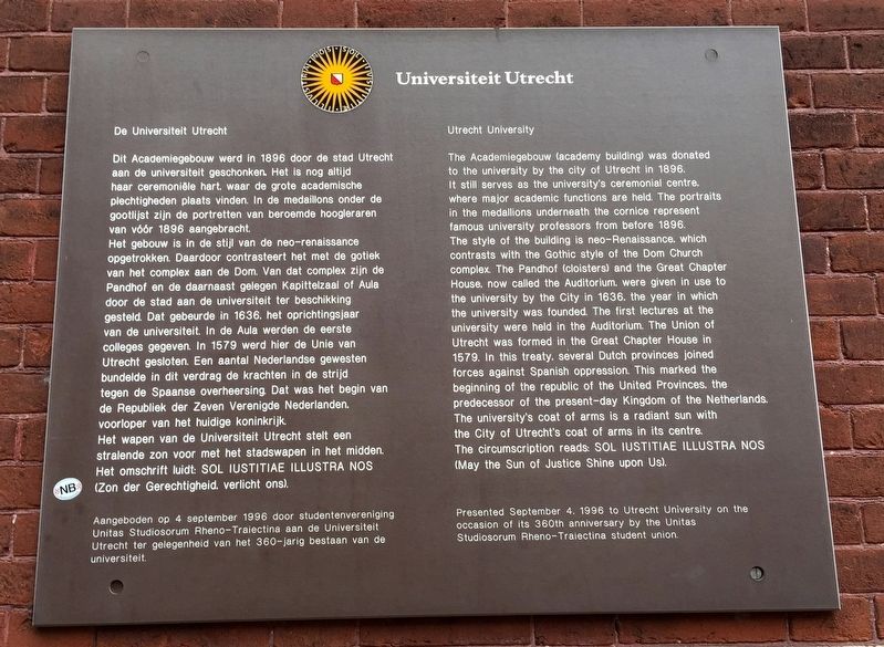 De Universiteit Utrecht / Utrecht University Marker image. Click for full size.