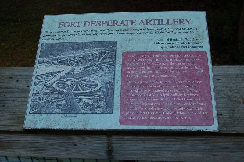 Fort Desperate Artillery Marker image. Click for full size.