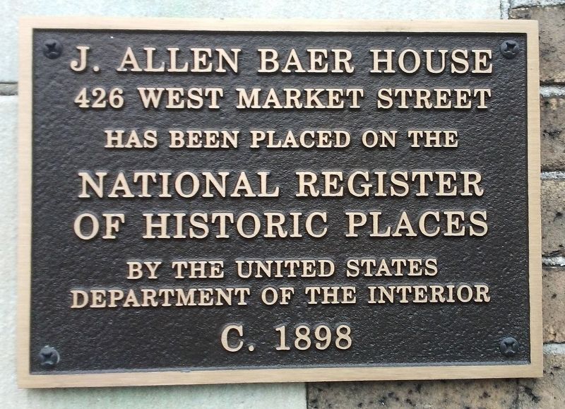J. Allen Baer House NRHP Marker. Click for full size. J. Allen Baer House NRHP Marker image. Click for full size.