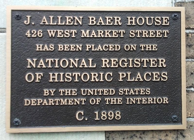 J. Allen Baer House NRHP Marker image. Click for full size.
