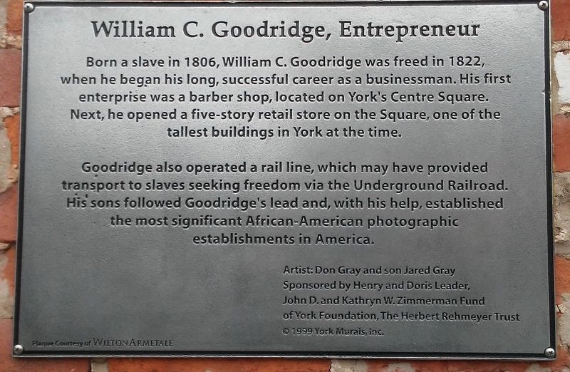William C. Goodridge, Entrepreneur Marker image. Click for full size.
