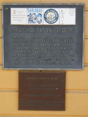 Carlsbad Santa Fe Depot Marker image. Click for full size.