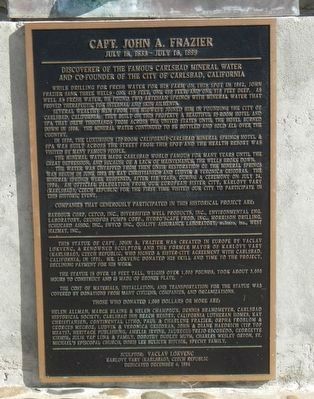 Capt. John A. Frazier Marker. Click for full size. Capt. John A. Frazier Marker image. Click for full size.