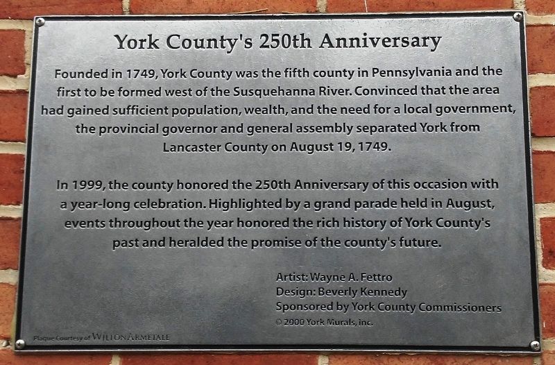 York County's 250th Anniversary Marker image. Click for full size.