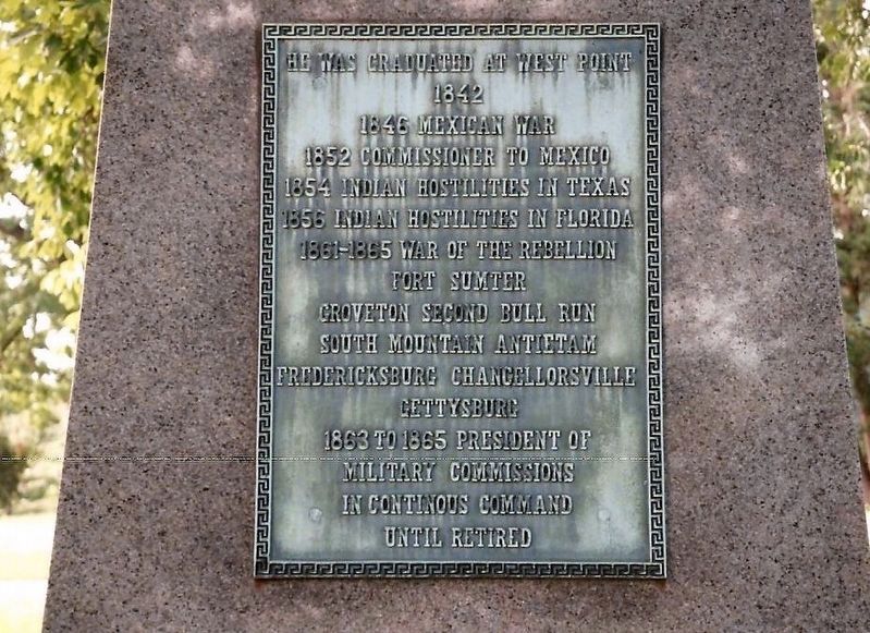 Abner Doubleday-close up of plaque on grave marker image. Click for full size.