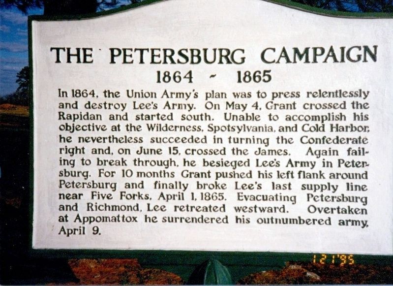 The Petersburg Campaign Marker image. Click for full size.