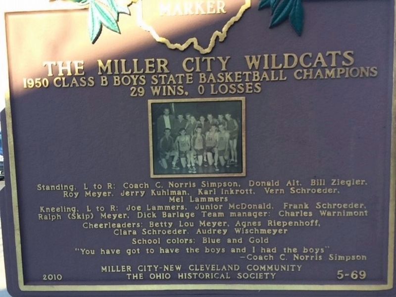 The Miller City Wildcats Marker image. Click for full size.