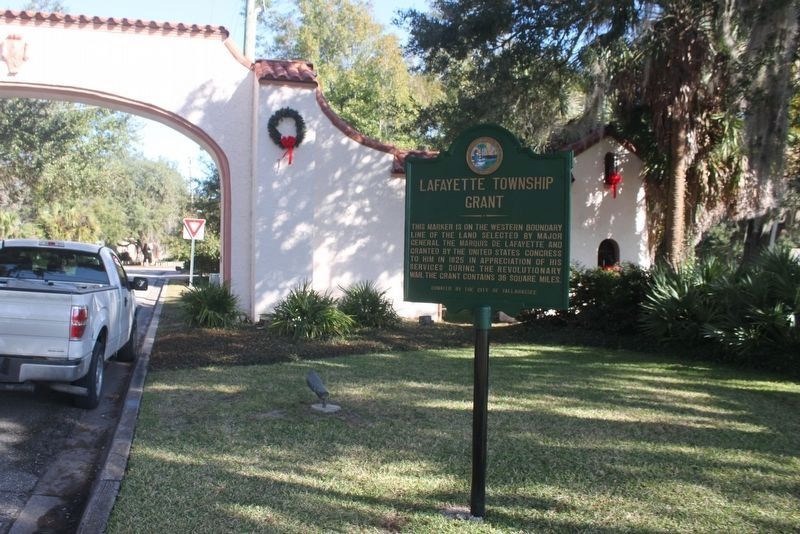Lafayette Township Grant Marker and arch. Click for full size. Lafayette Township Grant Marker and arch image. Click for full size.