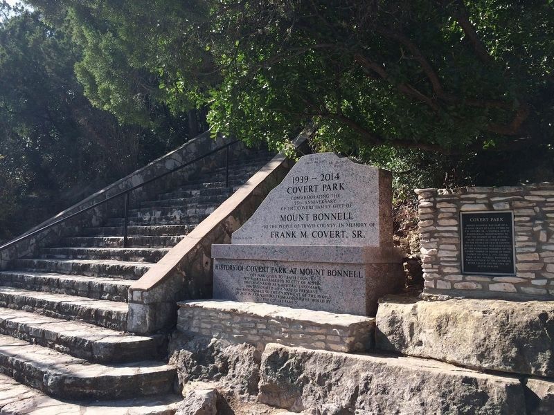 Markers at Foot of Stairs to top of Mount Bonnell image. Click for full size.