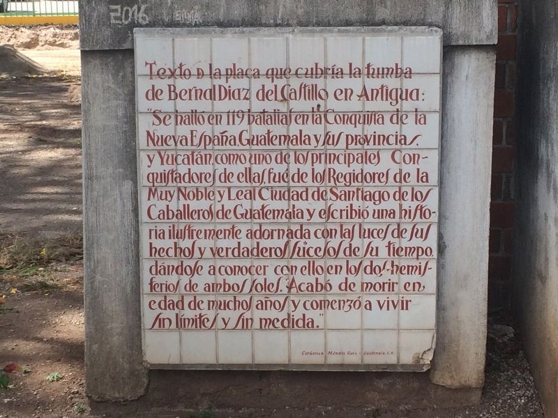 Bernal Diaz de Castillo Marker image. Click for full size.