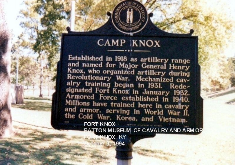 Camp Knox Marker. Click for full size. Camp Knox Marker image. Click for full size.