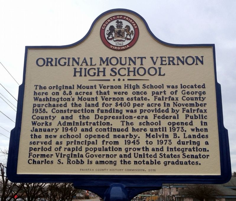 Original Mount Vernon High School Marker image. Click for full size.